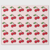 Pink Weihnachtskirschen Wrapping Paper Geschenkpapier (Flach)