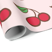 Pink Weihnachtskirschen Wrapping Paper Geschenkpapier (Rolleneckpunkt)