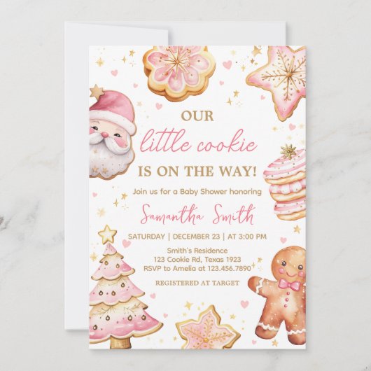 Pink Weihnachtskochgeschirr Kinderdusche Einladung (Vorderseite)