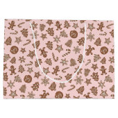 Pink Weihnachtskochtmuster Große Geschenktüte (Rückseite)