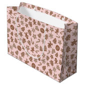 Pink Weihnachtskochtmuster Große Geschenktüte (Rückseite Schrägansicht)