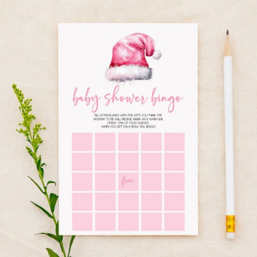 Pink Weihnachtsmannmütze Weihnachten Bingo Baby Sh Briefpapier
