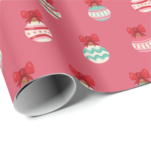 Pink Weihnachtsschmuck Wrapping Paper Geschenkpapier (Rolleneckpunkt)