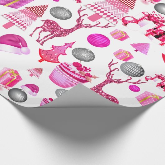 Pink Weihnachtsüberweihungspapier Geschenkpapier (Ecke)