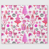 Pink Weihnachtsüberweihungspapier Geschenkpapier (Flach)