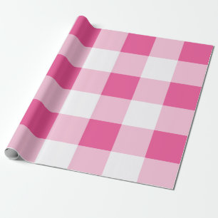 Pink-Weiß-Buffalo-Check-Geburtstag Geschenkpapier