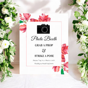 Pink-Weiß-Fotoautomaten-Blumen-Schild-Plakat Poster