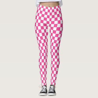 Pink-weiß-karierte Leggings