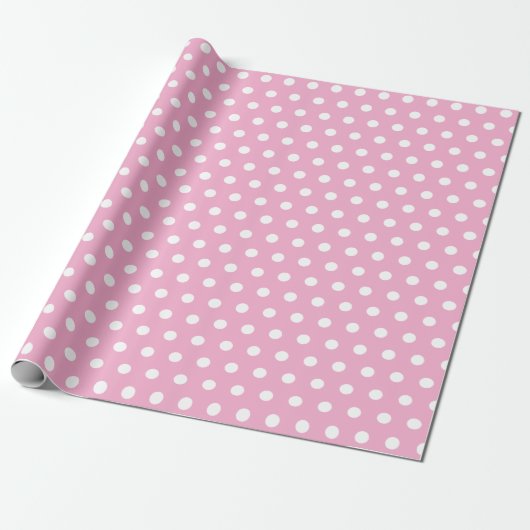 Pink-Weiß-Polka-Punkt Geschenkpapier (Ungerollt)