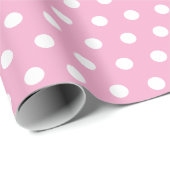 Pink-Weiß-Polka-Punkt Geschenkpapier (Rolleneckpunkt)