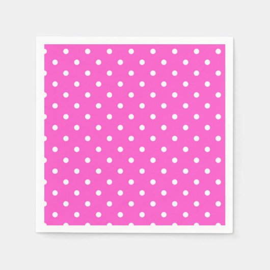 Pink-weiß Polka Punkt Glamour modern Serviette (Vorderseite)