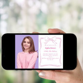 Pink weiß, von Hand gezeichnet Bogen Foto Rosa Geb Einladung