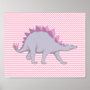 Pink-weiß-Zickzack-Stegosaurus-Poster Poster