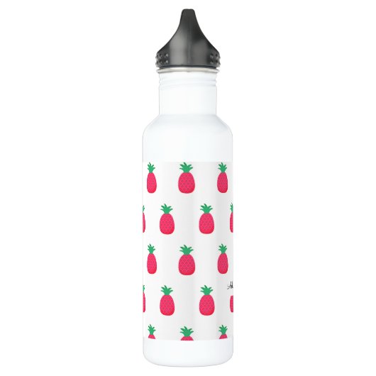 Pink Weiße Ananas Muster Chic Edelstahlflasche (Links)