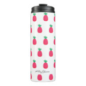 Pink Weiße Ananas Muster Chic Thermosbecher (Vorderseite)