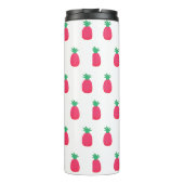 Pink Weiße Ananas Muster Chic Thermosbecher (Rückseite)