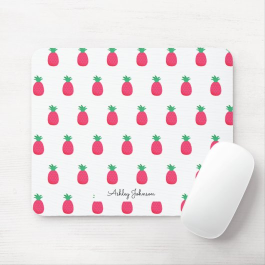 Pink Weiße Ananas Muster Mousepad (Mit Mouse)