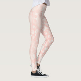 Pink-weiße Blasen-Polka-Punkte Leggings