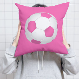 Pink-weiße Fußballkugel - mit Monogramm Kissen
