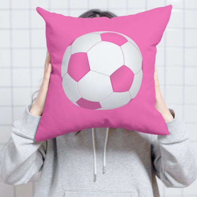 Pink-weiße Fußballkugel - mit Monogramm Kissen (Von Creator hochgeladen)