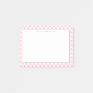 Pink-weiße Gingham-Muster Post-it Klebezettel