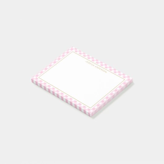Pink-weiße Gingham-Muster Post-it Klebezettel (angewinkelt)
