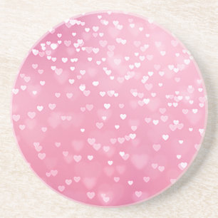 Pink-weiße Herzen Geburtstag Getränkeuntersetzer