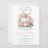 Pink-weiße Kürbismädchendusche Einladung (Vorderseite)