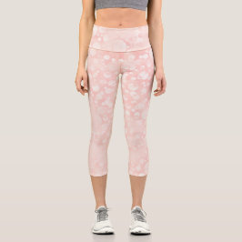 Pink-weiße Luftblasen-Polka-Punkte Capri Leggings