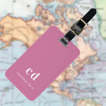 Pink-weiße Monogramm-Initialen Gepäckanhänger<br><div class="desc">Ein mädchenhafter rosa Hintergrund. Personalisieren Sie Ihre Monogrammbriefe und den vollständigen Namen auf der Vorderseite. Ihre Kontaktinformationen auf der Rückseite.</div>