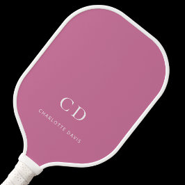 Pink-weiße Monogramm-Initialnamen Pickleball Schläger