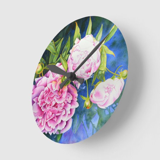 Pink-weiße Peronenmalerei| romantisch Runde Wanduhr (Winkel)