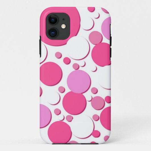 Pink-weiße Polka-Punkte Case-Mate iPhone Hülle (Rückseite)