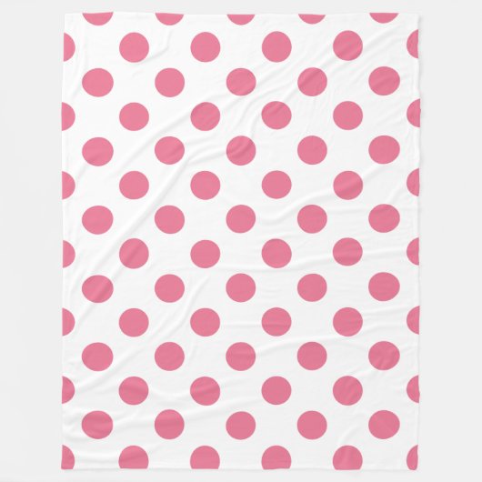 Pink-weiße Polka-Punkte Fleecedecke (Vorderseite)