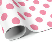 Pink-weiße Polka-Punkte Geschenkpapier (Rolleneckpunkt)