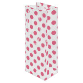 Pink-weiße Polka-Punkte Geschenktüte Für Weinflaschen (Rückseite Schrägansicht)