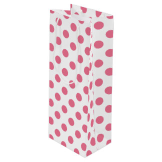 Pink-weiße Polka-Punkte Geschenktüte Für Weinflaschen