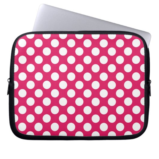Pink-weiße Polka-Punkte Laptopschutzhülle (Vorderseite)