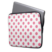 Pink-weiße Polka-Punkte Laptopschutzhülle (Vorderseite Links)