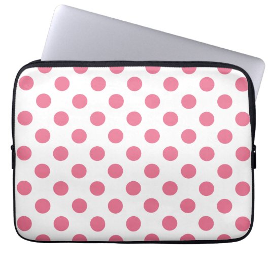 Pink-weiße Polka-Punkte Laptopschutzhülle (Vorderseite)