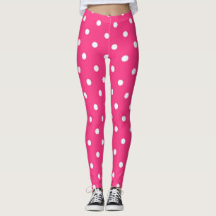 Pink-weiße Polka-Punkte Leggings