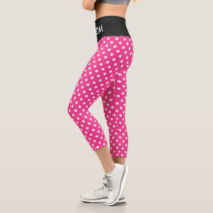 Pink-weiße Polka-Punkte-Muster Capri-Leggings Capri Leggings