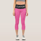 Pink-weiße Polka-Punkte-Muster Capri-Leggings  Capri Leggings (Vorderseite)