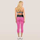 Pink-weiße Polka-Punkte-Muster Capri-Leggings Capri Leggings (Rückseite)