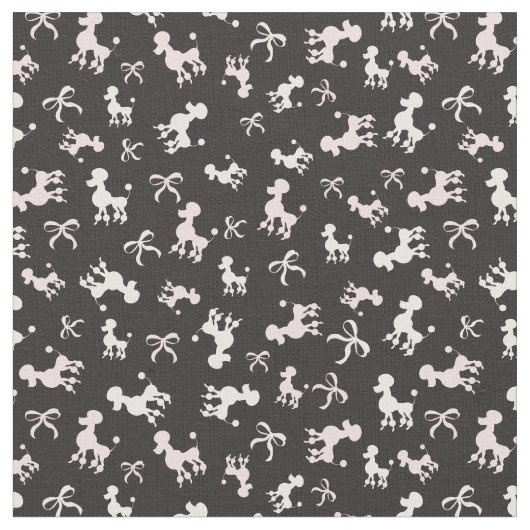 Pink-weiße Poodles-Muster Stoff (Nahaufnahme)