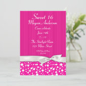 Pink-weiße Punkt-Bogen-Einladung Einladung (Stehend Vorderseite)