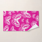 Pink-weiße Schmetterlinge Muster Badhandtuch Set (Handtuch)