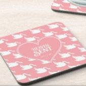 Pink-weiße Schwanenmuster für Babydusche Getränkeuntersetzer