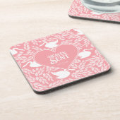Pink-weiße Schwanenmuster für Babydusche Getränkeuntersetzer (Linke Seite)