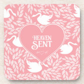 Pink-weiße Schwanenmuster für Babydusche Getränkeuntersetzer (Vorderseite)